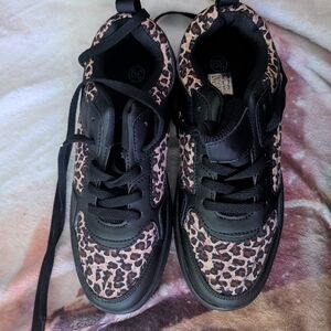 Leopard Print Sneakers with Black Accents